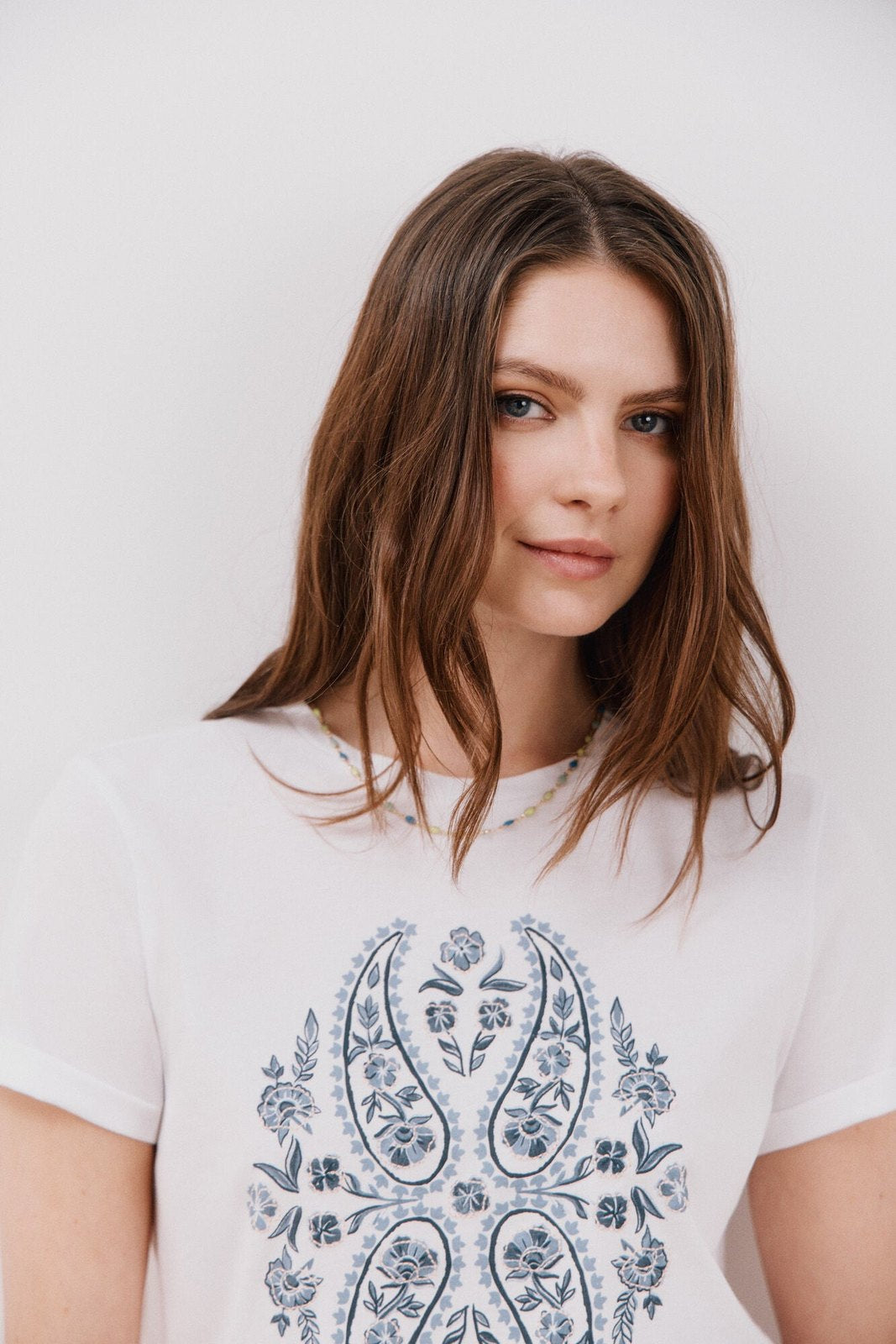 Cortefiel Basic printed t-shirt - White Print 3 Shaws Department Stores