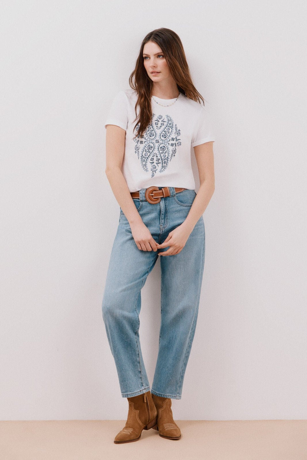 Cortefiel Basic printed t-shirt - White Print 4 Shaws Department Stores