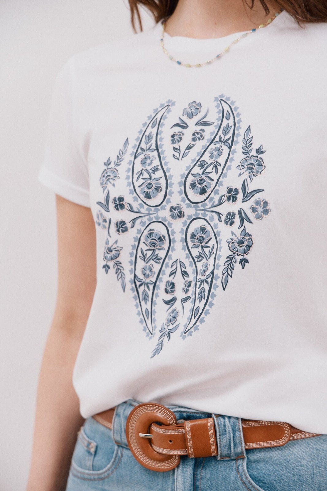 Cortefiel Basic printed t-shirt - White Print 2 Shaws Department Stores