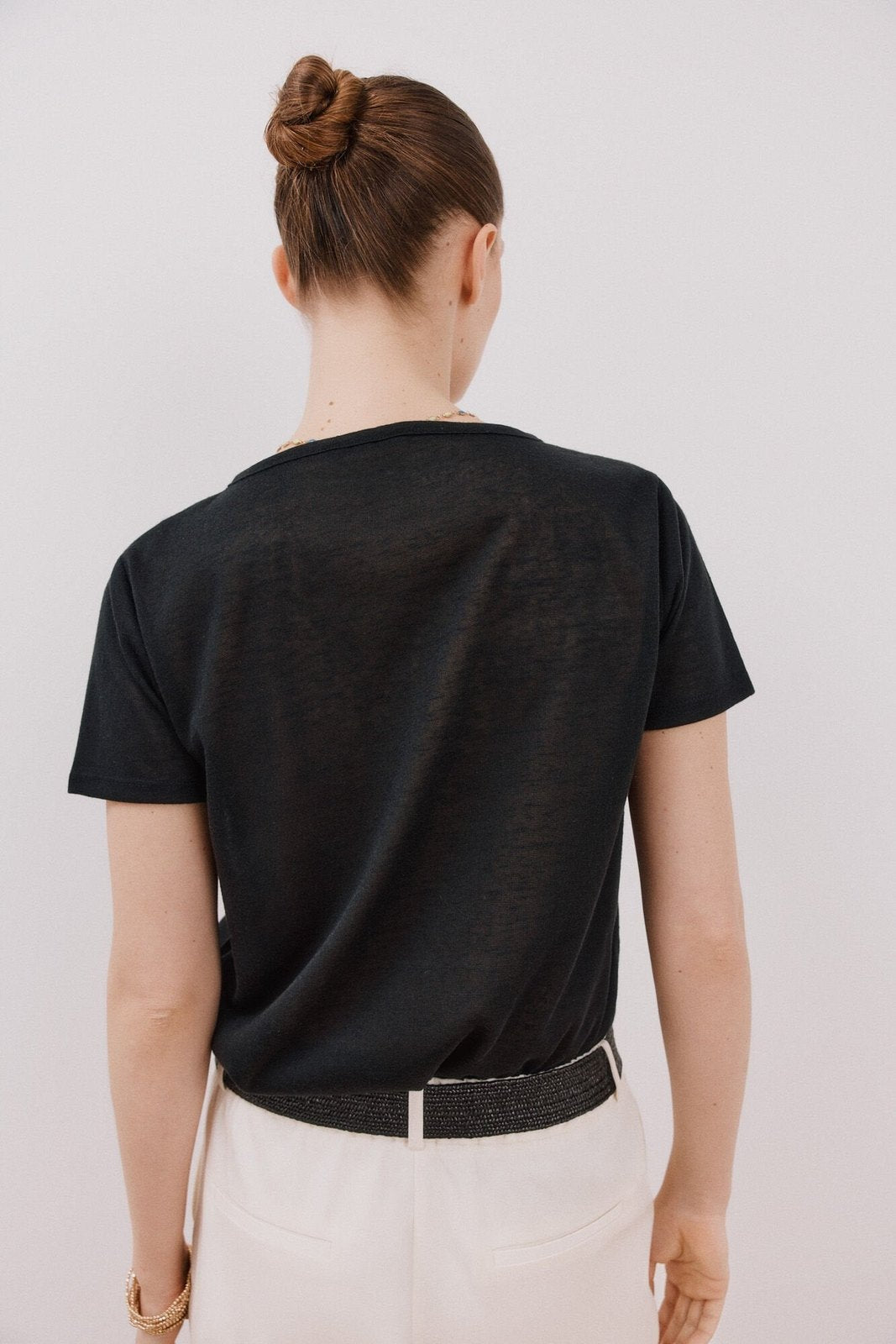 Cortefiel V -Shirt With Trimmings - Black 5 Shaws Department Stores