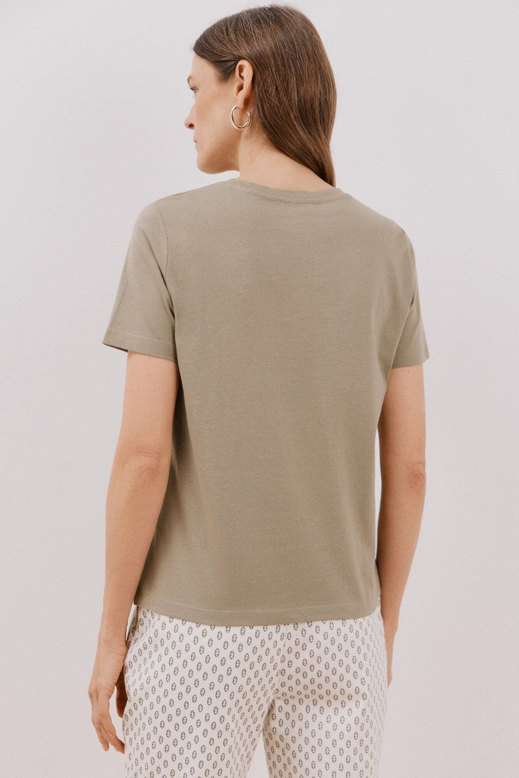 Cortefiel Embroidered T-Shirt - Light Khaki 5 Shaws Department Stores