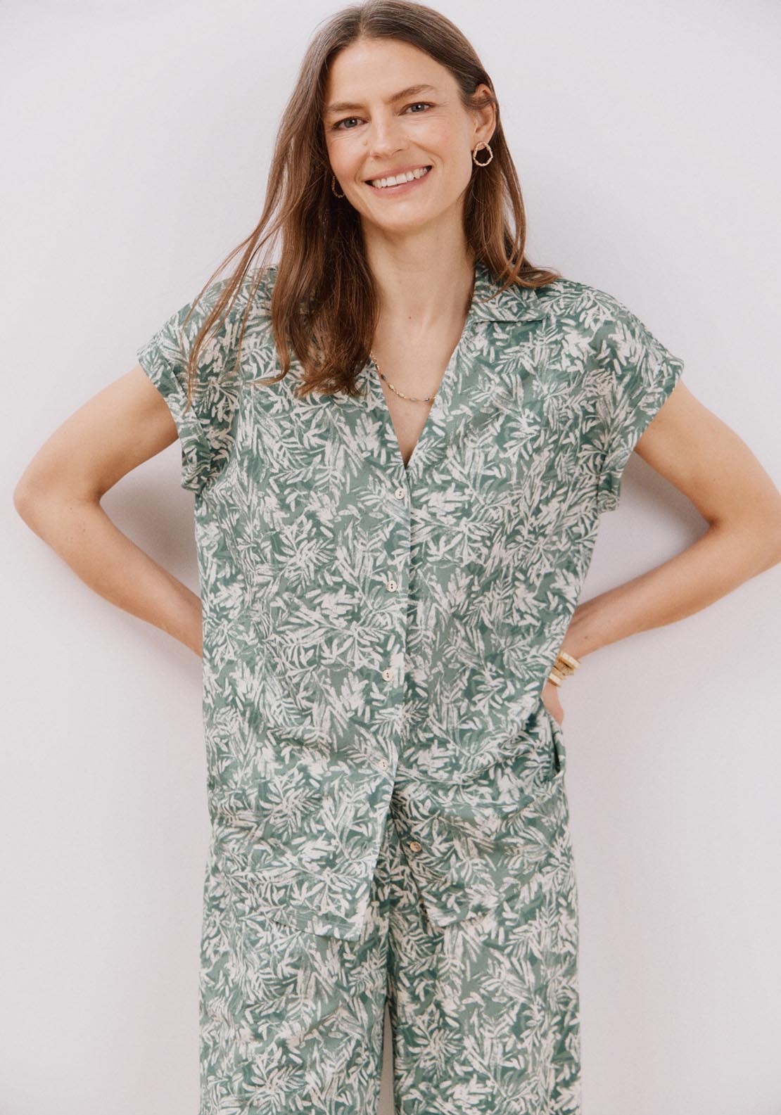 Cortefiel Piqué Polo - Green Print 1 Shaws Department Stores