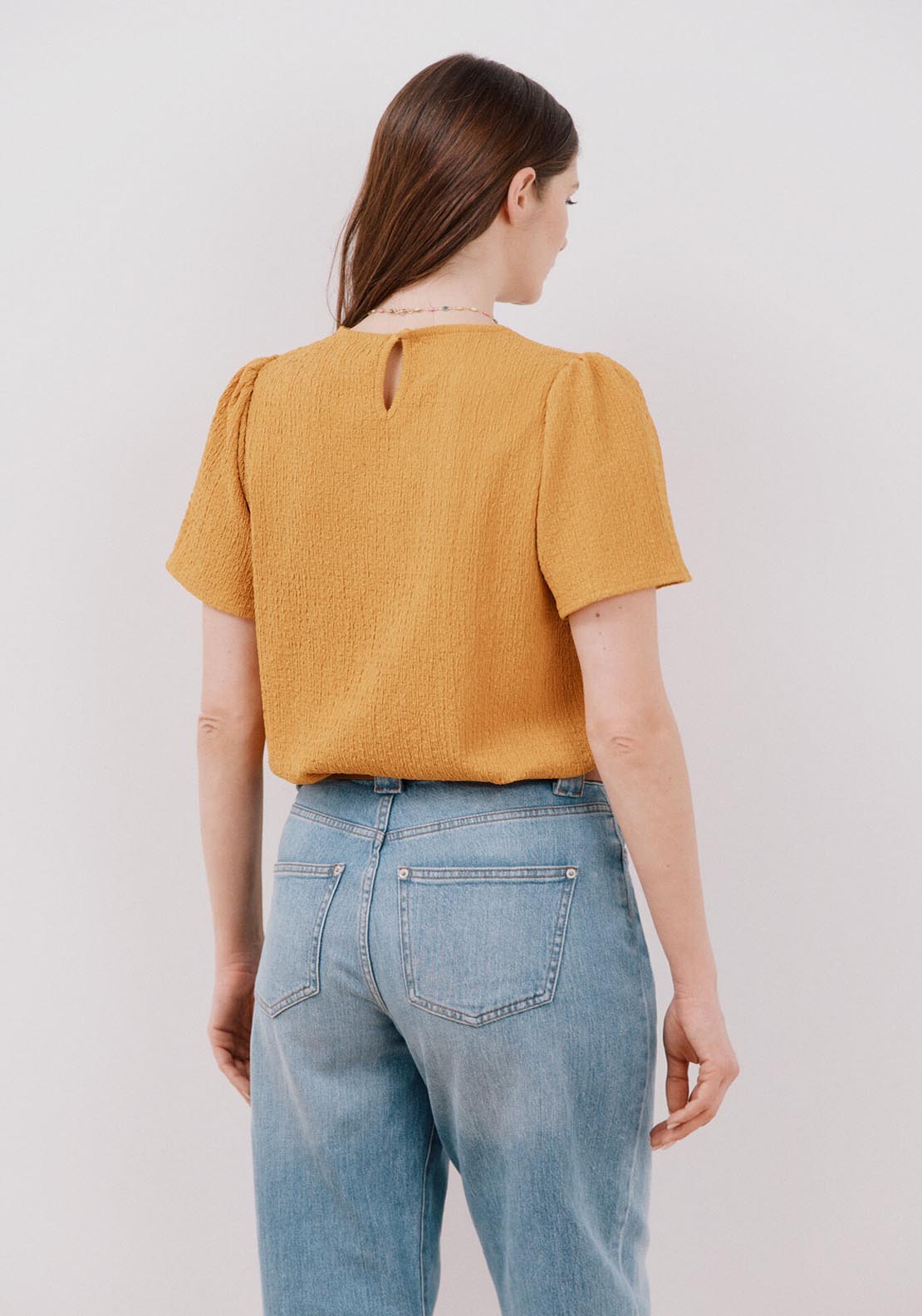 Cortefiel Combined Guipure Top - Yellow/gold 2 Shaws Department Stores