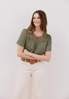 Combined Guipure Top - Light Khaki