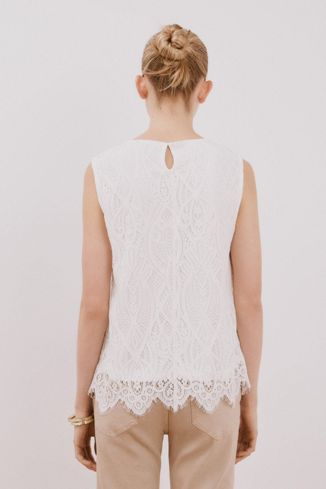 Cortefiel Top Guipur - White 5 Shaws Department Stores