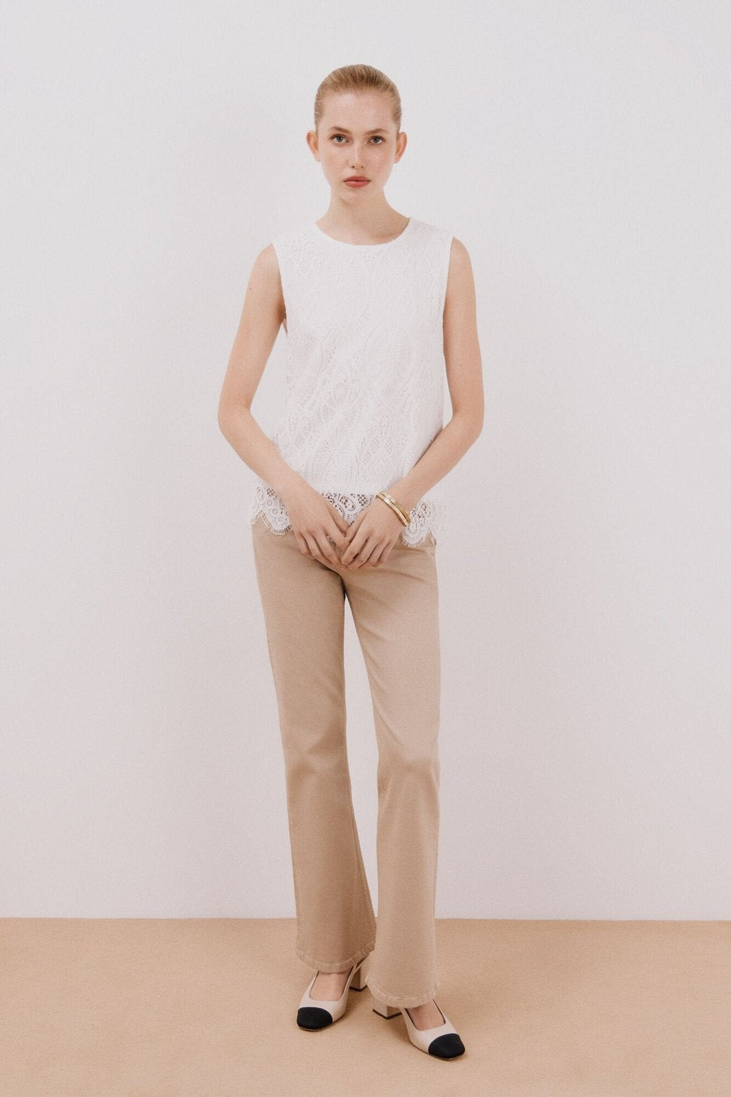 Cortefiel Top Guipur - White 6 Shaws Department Stores
