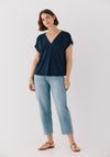 Printed V Top - Navy