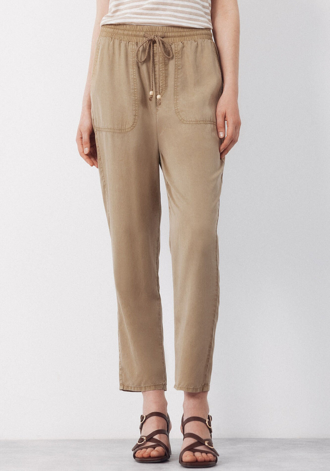 Cortefiel Tencel Fluid Trousers - Green 1 Shaws Department Stores