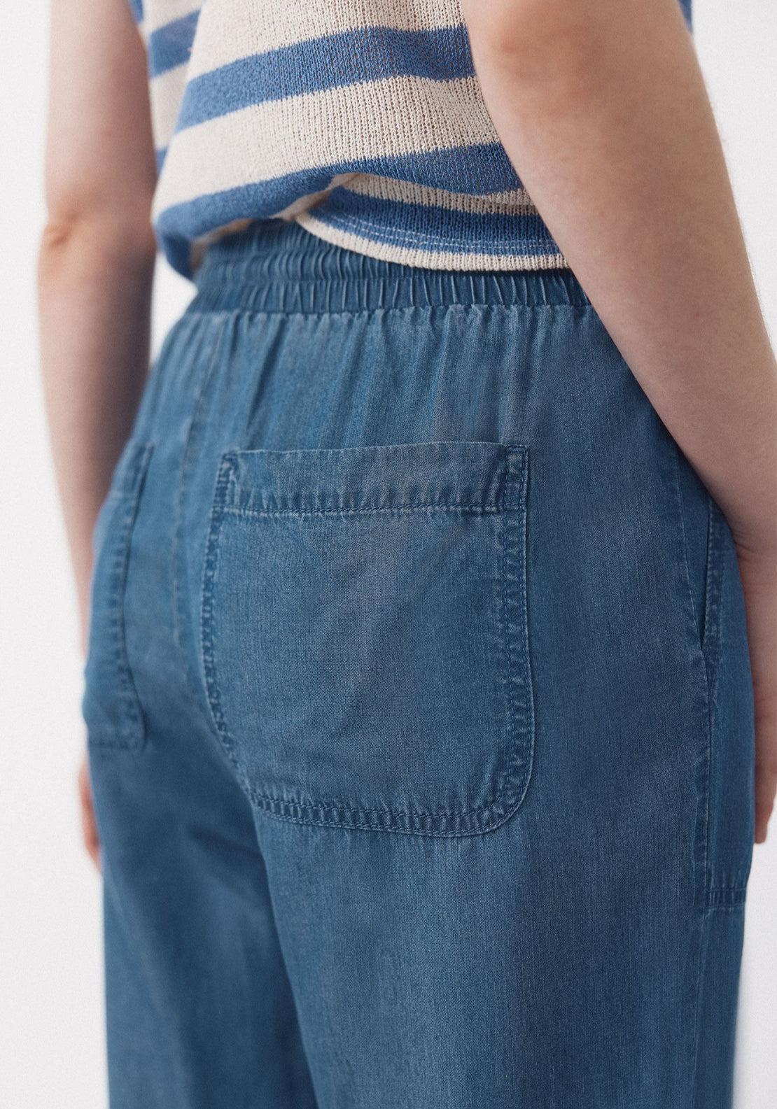 Cortefiel Tencel Fluid Trousers - Blue 3 Shaws Department Stores