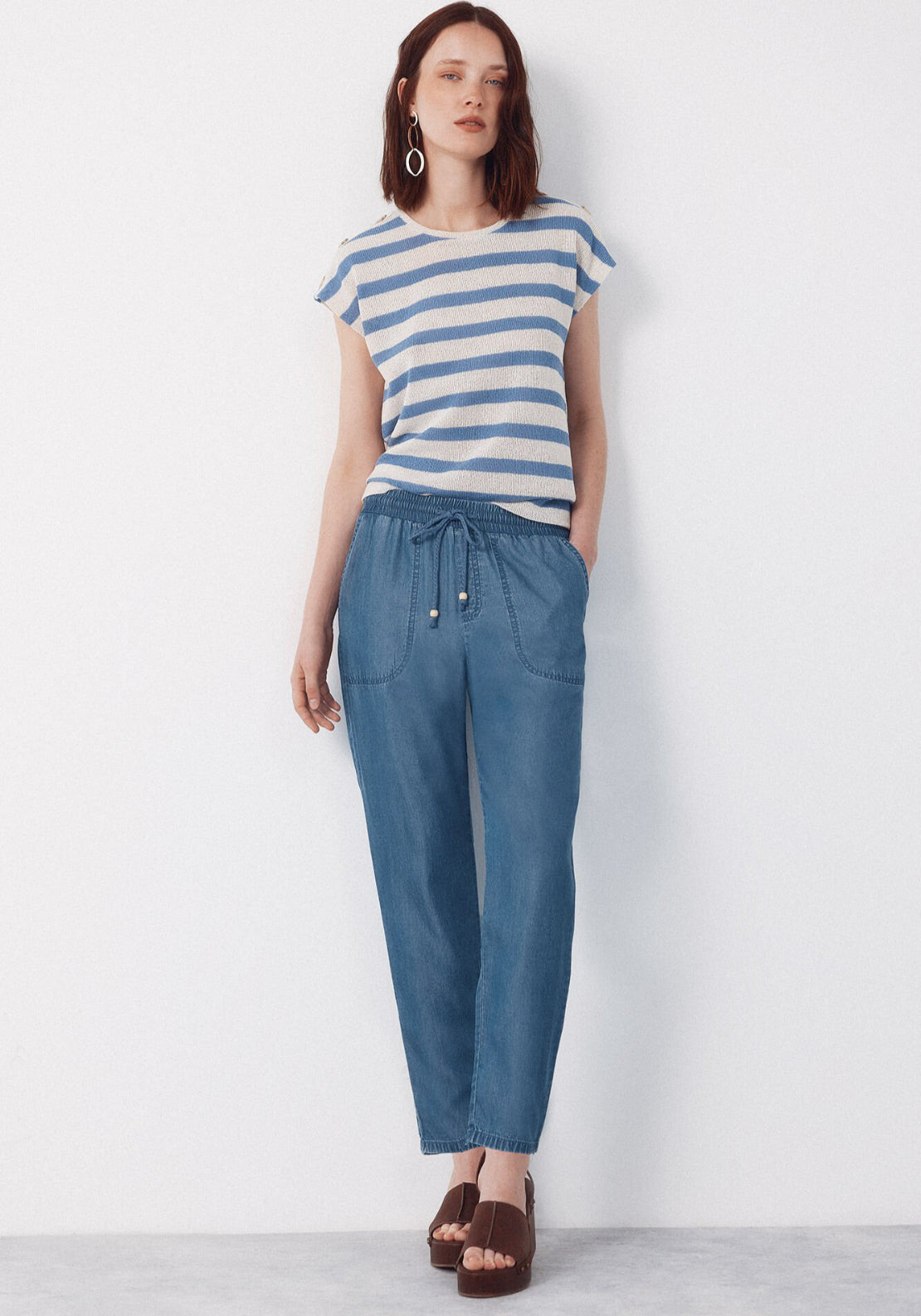 Cortefiel Tencel Fluid Trousers - Blue 5 Shaws Department Stores