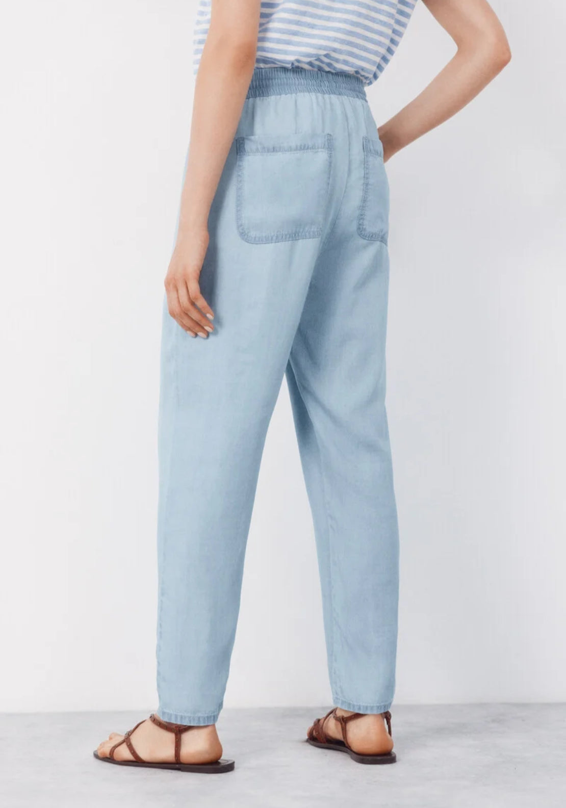 Cortefiel Tencel Lightweight Trousers - Medium Blue 2 Shaws Department Stores