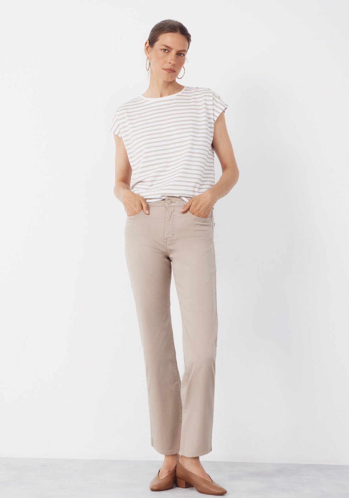 Cortefiel Jacquard Jeans - Beige/camel 4 Shaws Department Stores