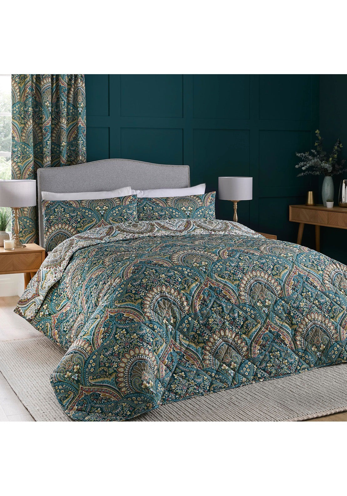 The Home Collection Palace Paisley Throw 230cm x 195cm - Blue 3 Shaws Department Stores