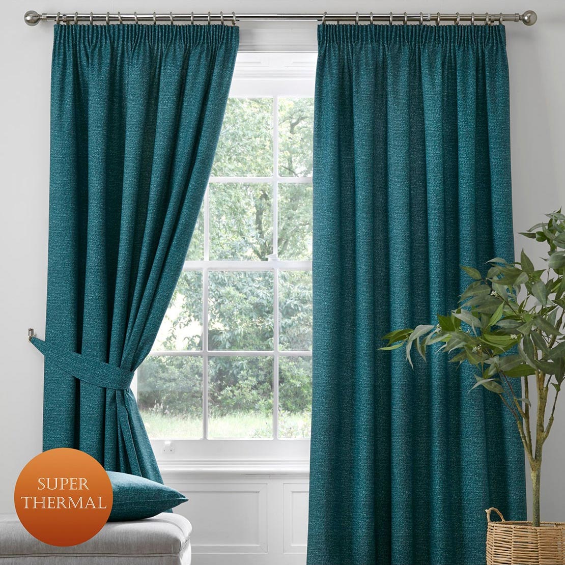 The Home Collection Super Warm Curtains - Teal 1 Shaws Department Stores