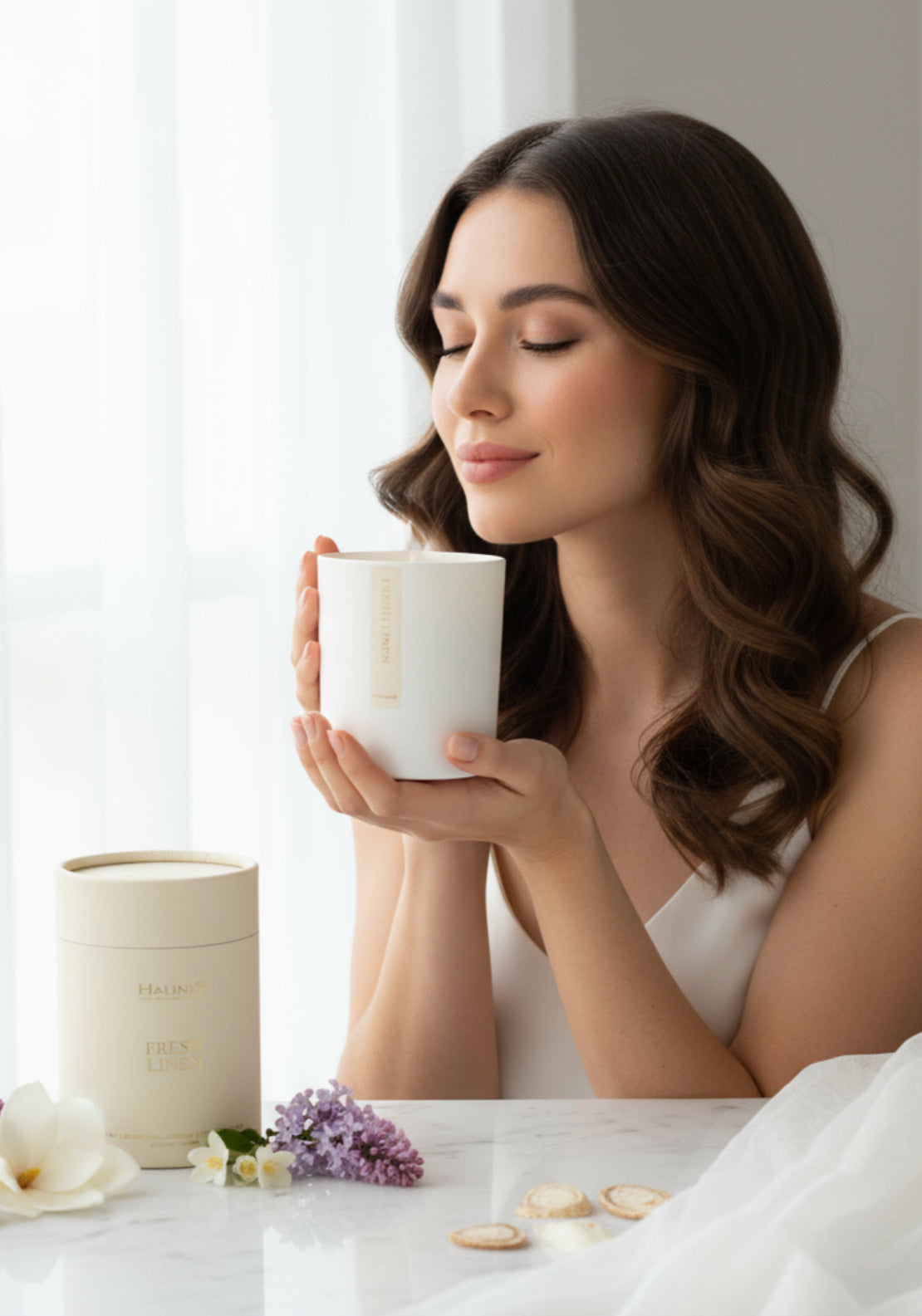 Haunis Fresh Linen Soy Blend Candle - Cream 4 Shaws Department Stores