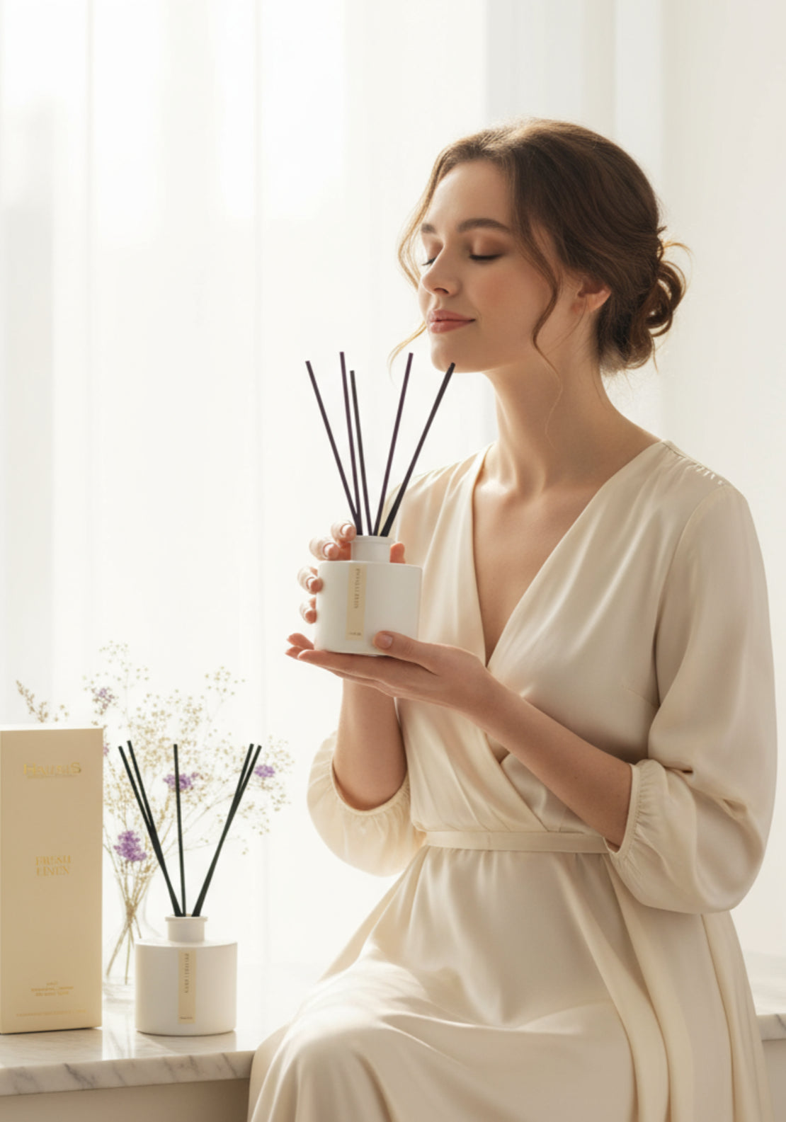 Haunis Fresh Linen Diffuser - Cream 2 Shaws Department Stores