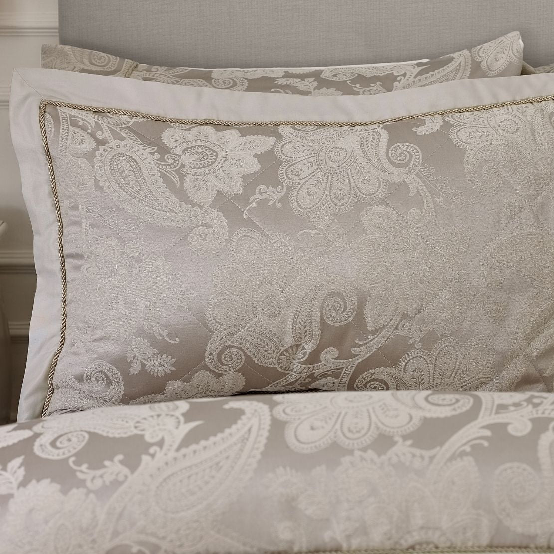 The Home Luxury Collection Jacquard Pillow Case - Cream 3 Shaws Department Stores