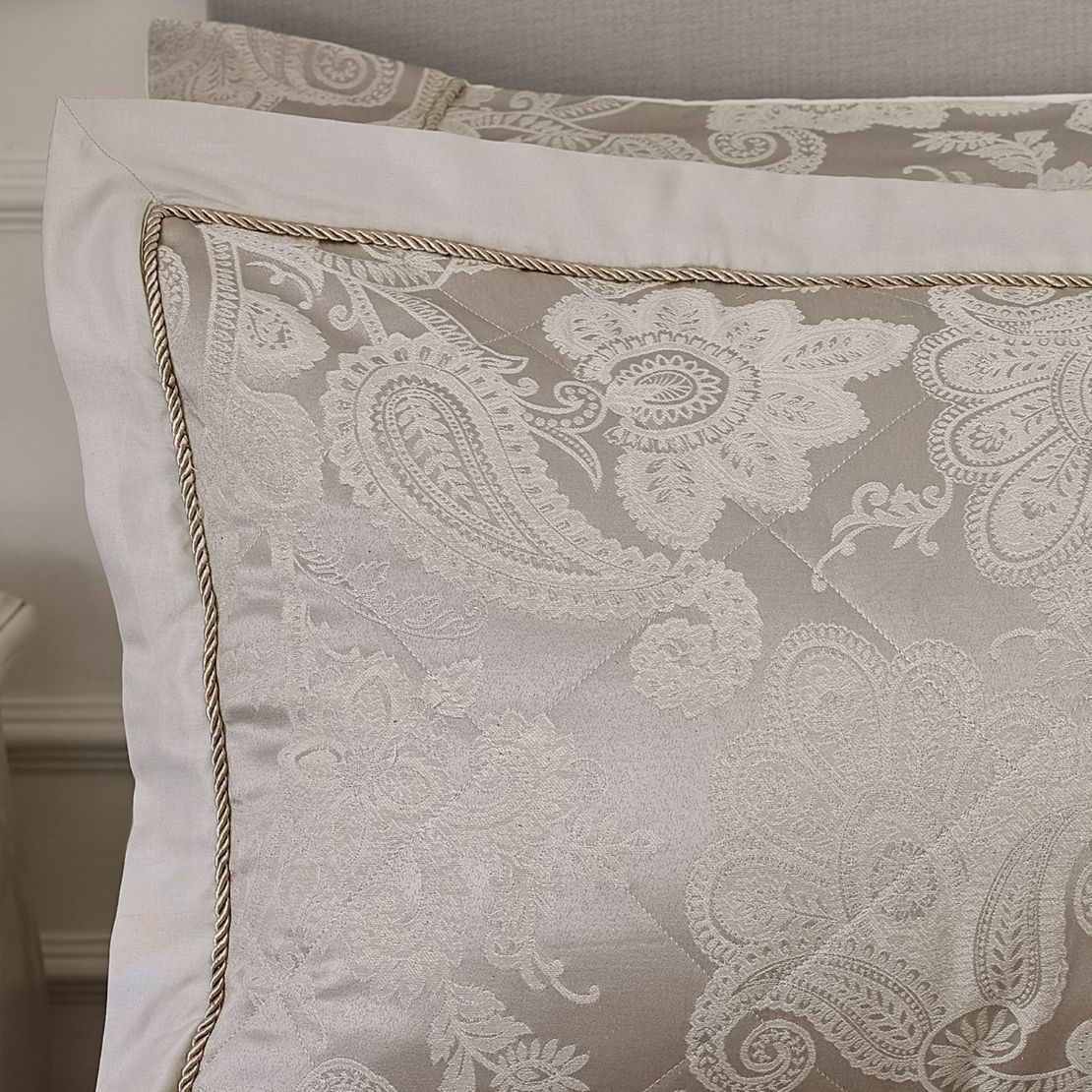 The Home Luxury Collection Jacquard Pillow Case - Cream 2 Shaws Department Stores