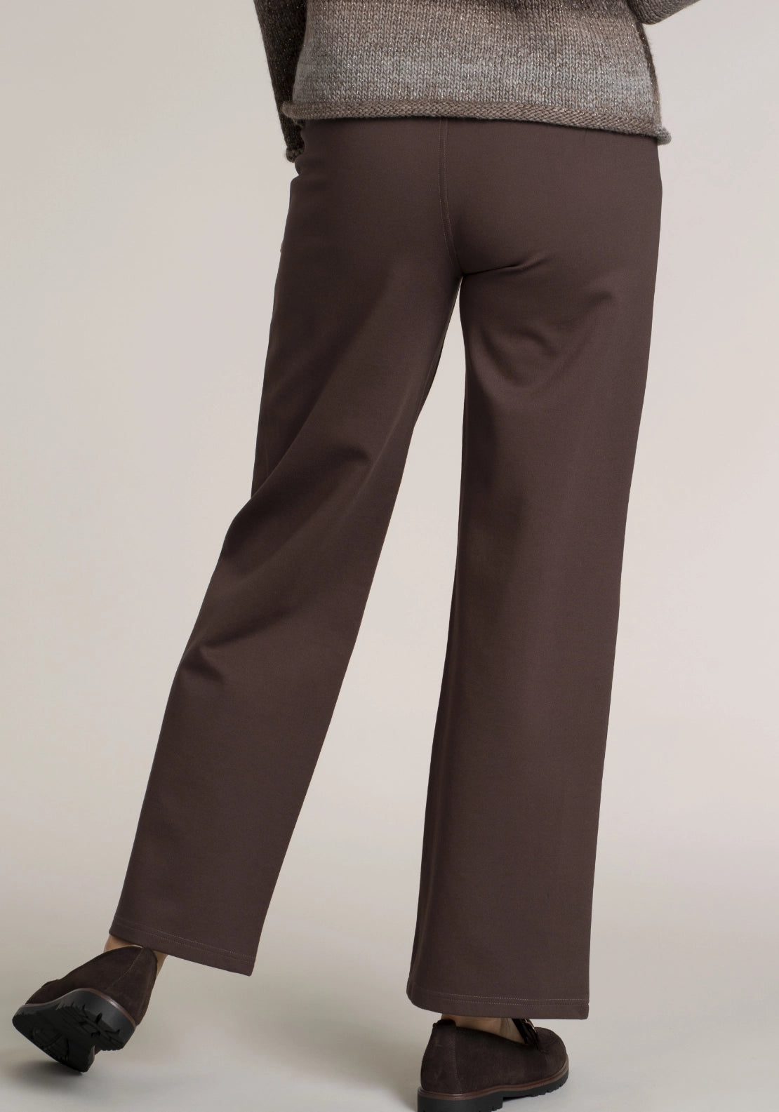 Tea Lane Ponte Button Trouser - Chocolate 2 Shaws Department Stores