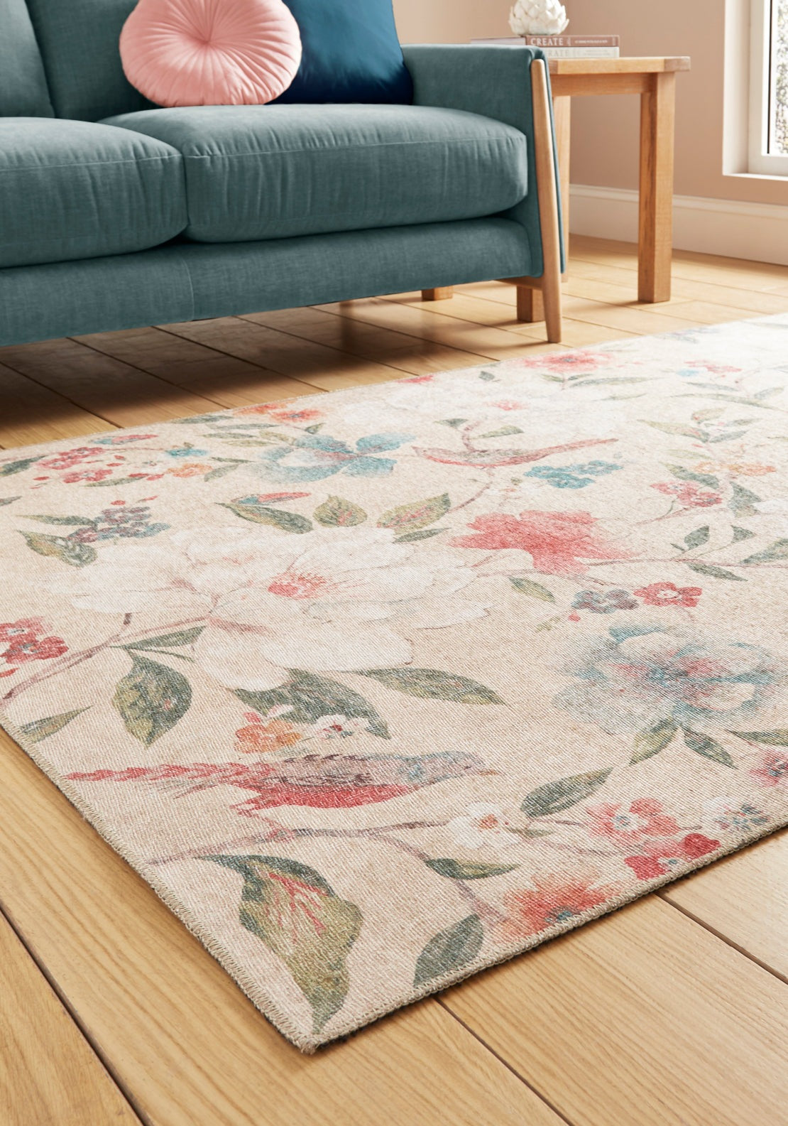 Catherine Lansfield Country Floral Rug - Nude 3 Shaws Department Stores