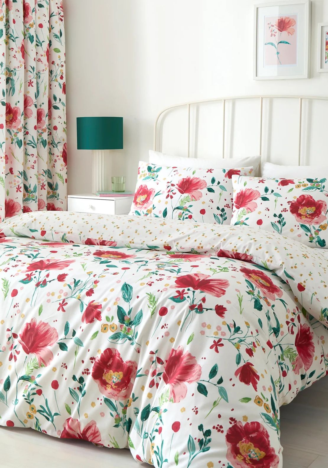 The Home Collection Poppy Print Duvet Cover Set - Red 1 Shaws Department Stores