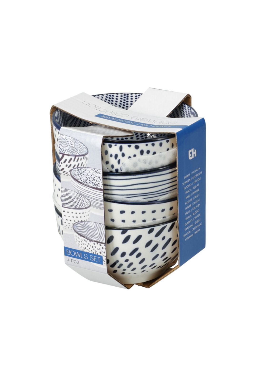 Blue Pattern 1 Bowls Set Of 4 - Multi