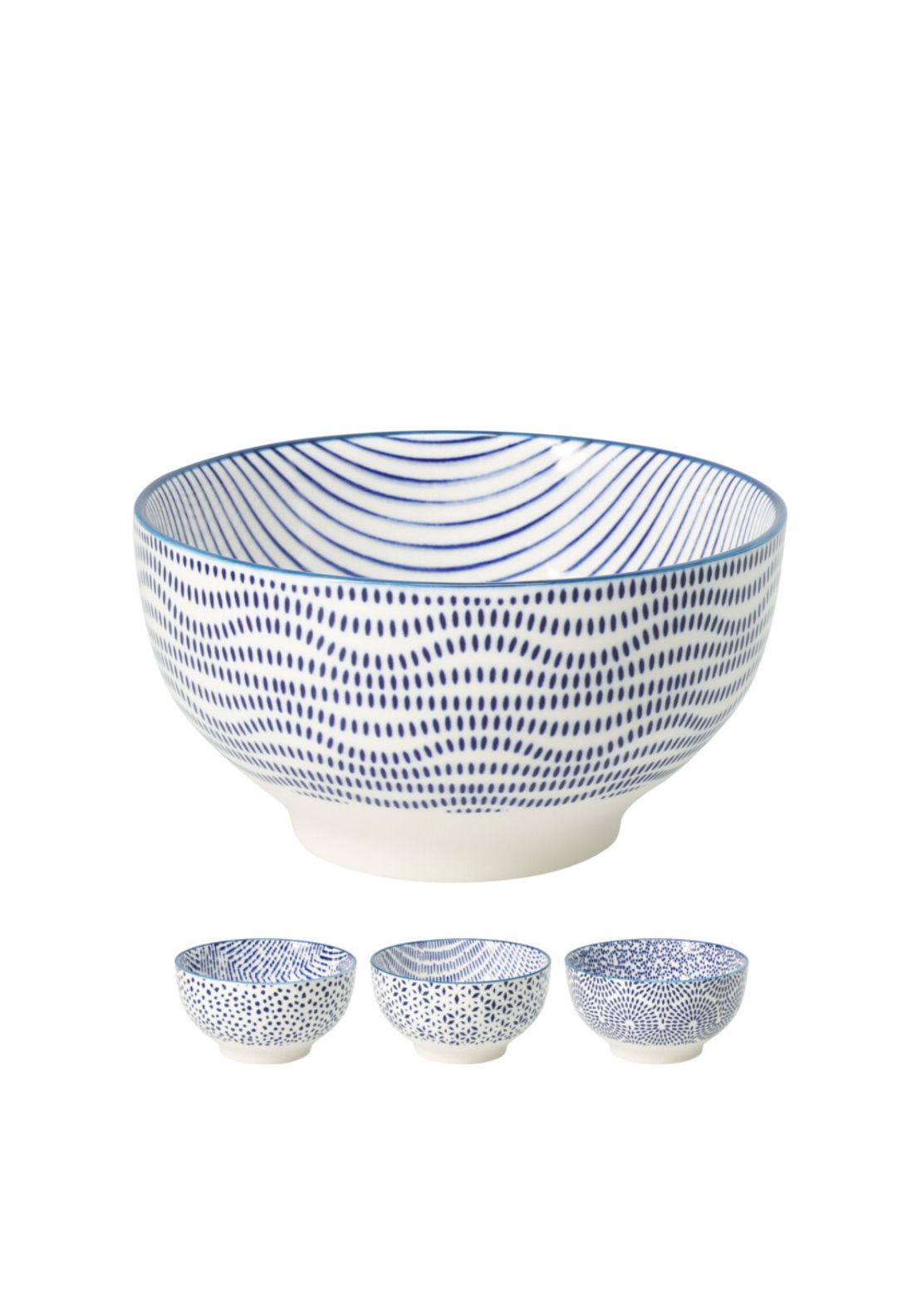 Blue Pattern 2 Bowls Set Of 4 - Multi