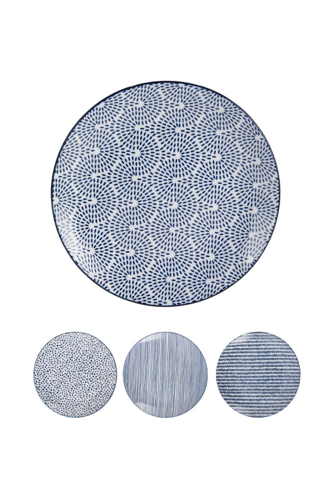 Blue Pattern 2 Plates Set Of 4 - Multi