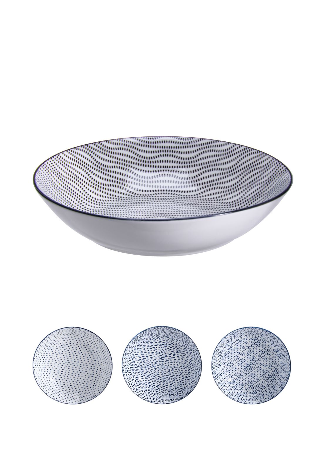 Blue Pattern Deep Plates Set Of 4 - Multi