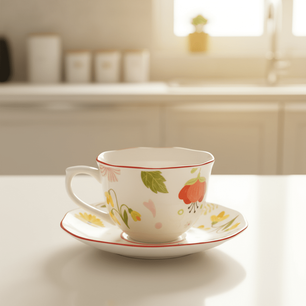 The Home Collection Flower Design Cup And Saucer Set - Floral 2 Shaws Department Stores