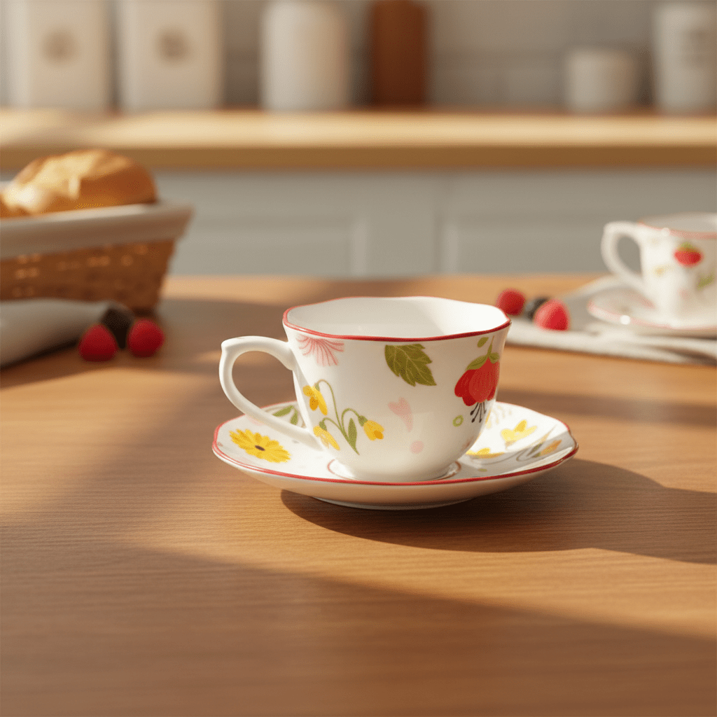 The Home Collection Flower Design Cup And Saucer Set - Floral 3 Shaws Department Stores