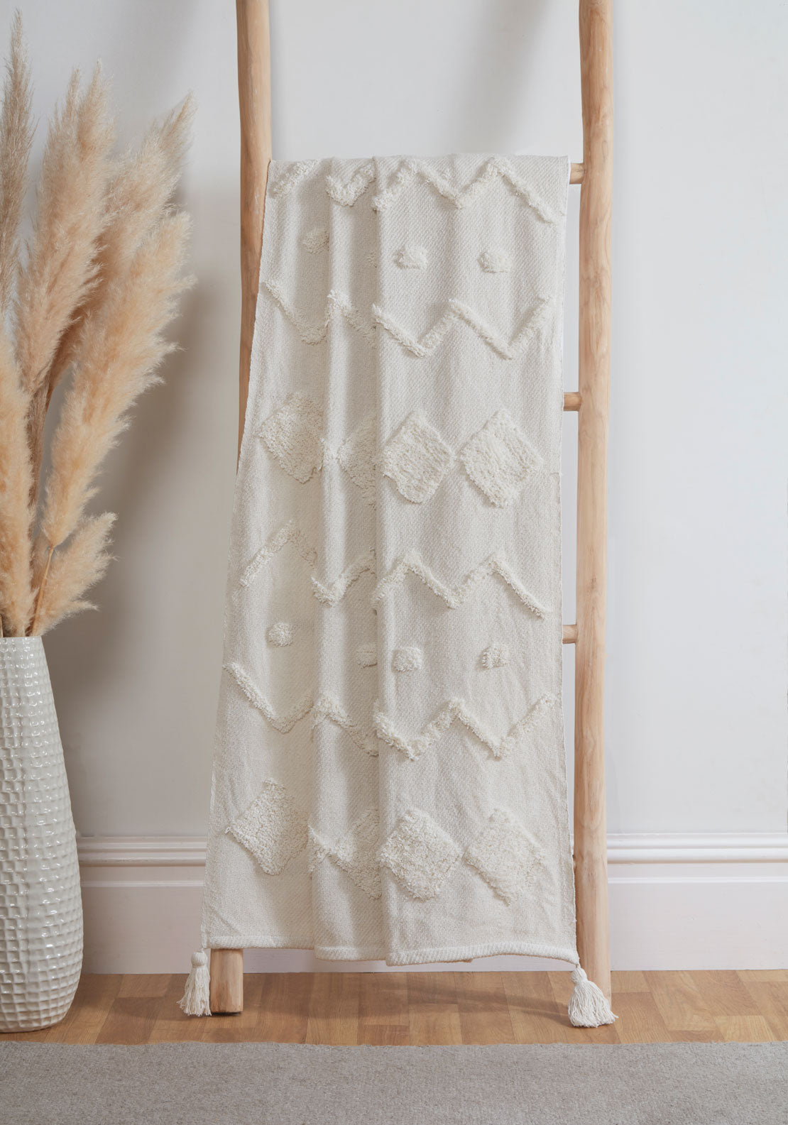 The Home Luxury Collection Juniper Tufted Throw 70x90 - Cream 1 Shaws Department Stores