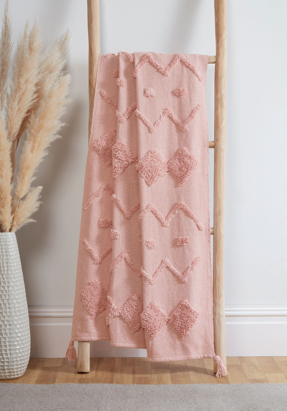 The Home Luxury Collection Juniper Tufted Throw 70x90 - Pink 1 Shaws Department Stores