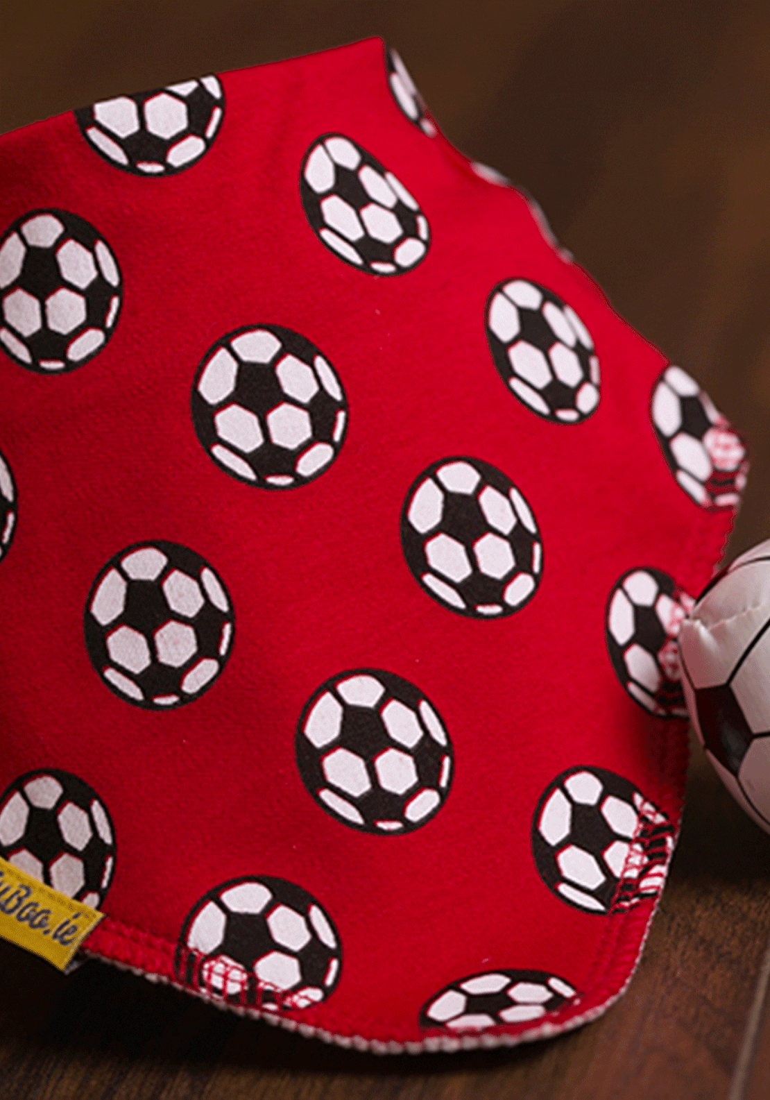 Babyboo Red Soccer Balls Organic Cotton DribbleBoo Bandana Bib - Red 2 Shaws Department Stores