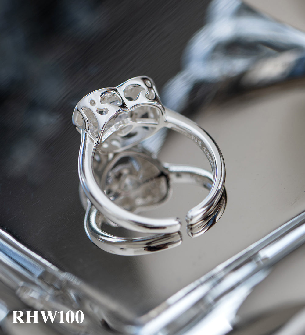 Newbridge Jewellery Heart Ring With Clear Stones - Silver 2 Shaws Department Stores