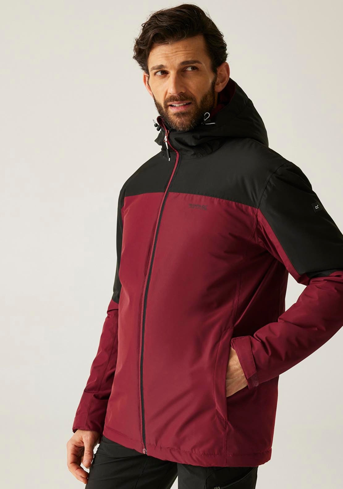 Thornridge 3/4 Jacket - Dark Maroon/black