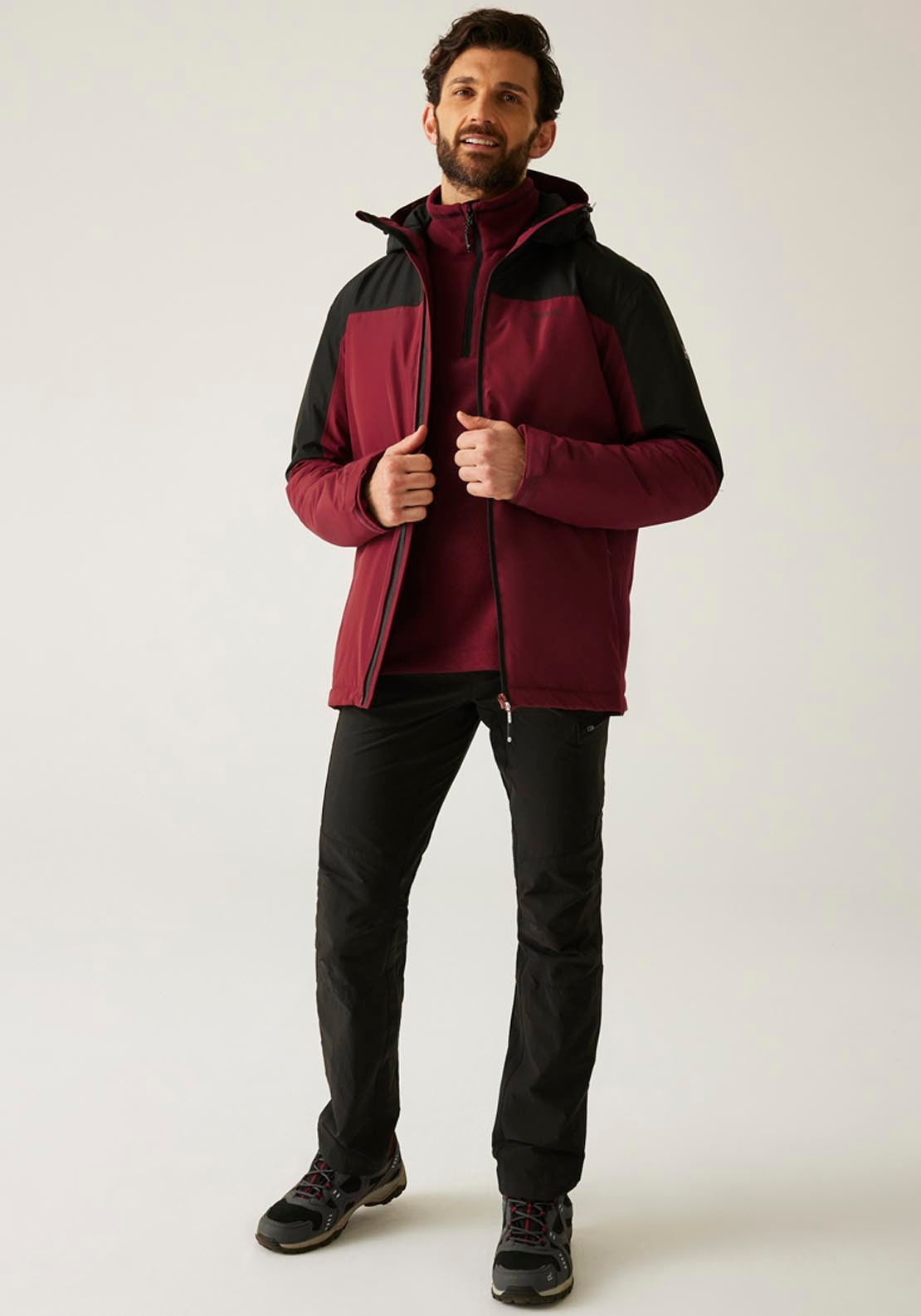 Thornridge 3/4 Jacket - Dark Maroon/black