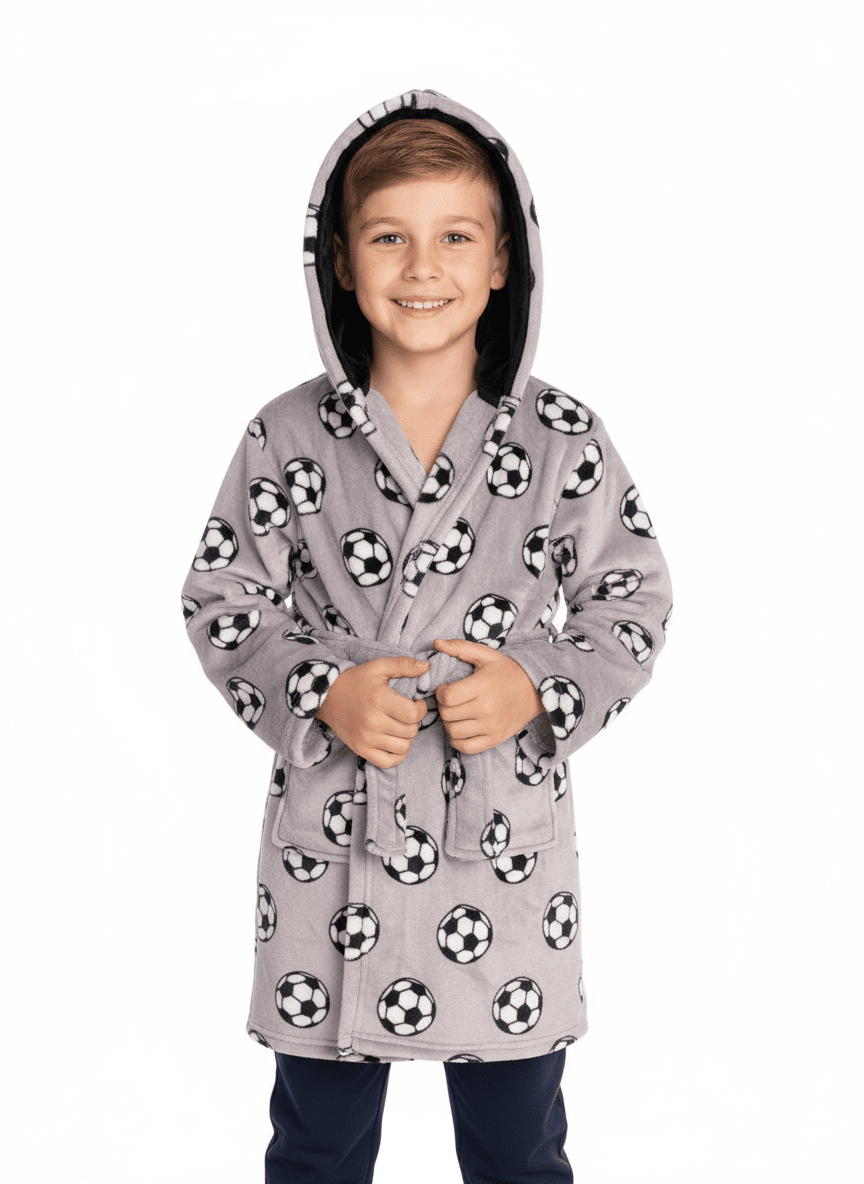 The Sleep Collection Football Dressing Gown - Grey 5 Shaws Department Stores