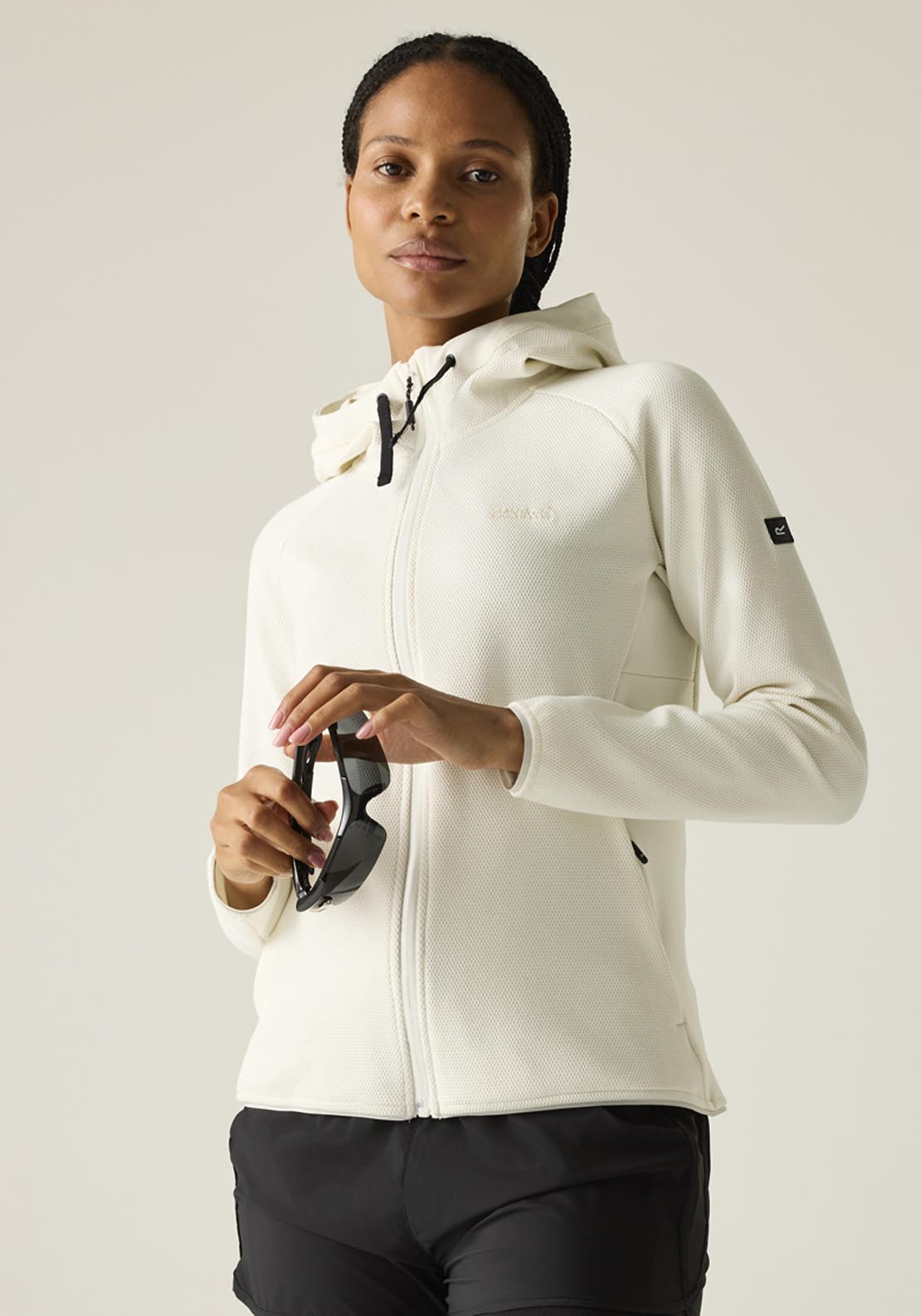 Nayna Hooded Full Zip Fleece - Barley White