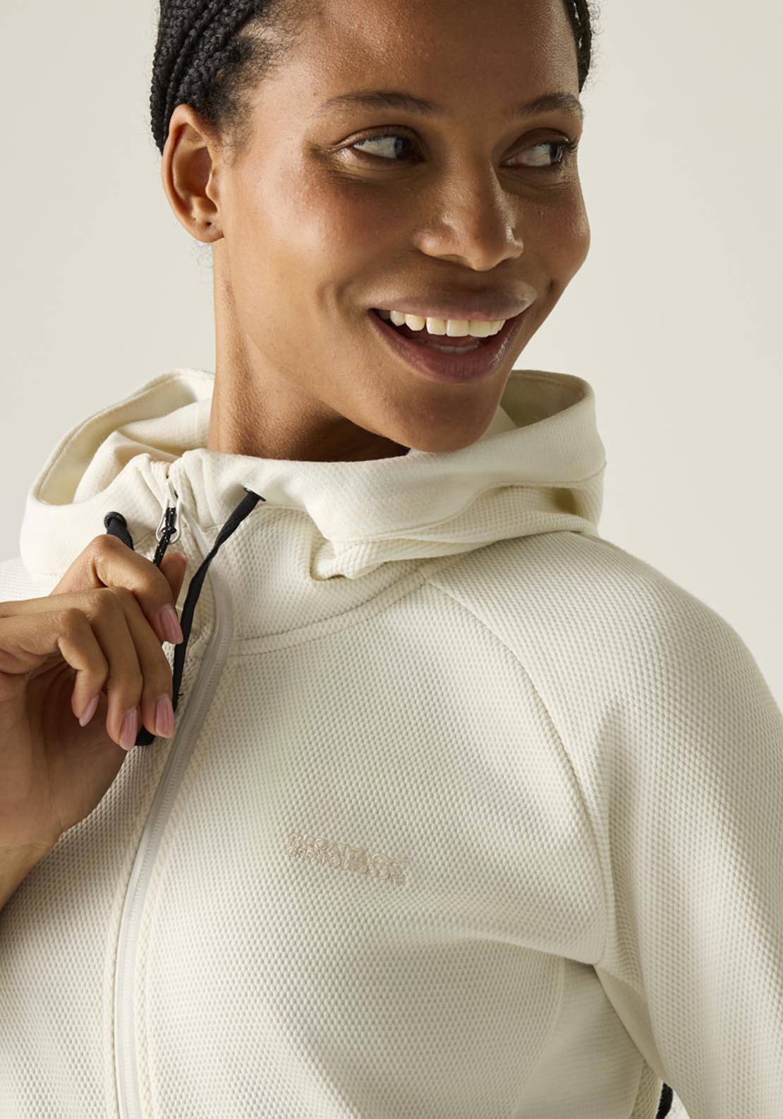 Nayna Hooded Full Zip Fleece - Barley White