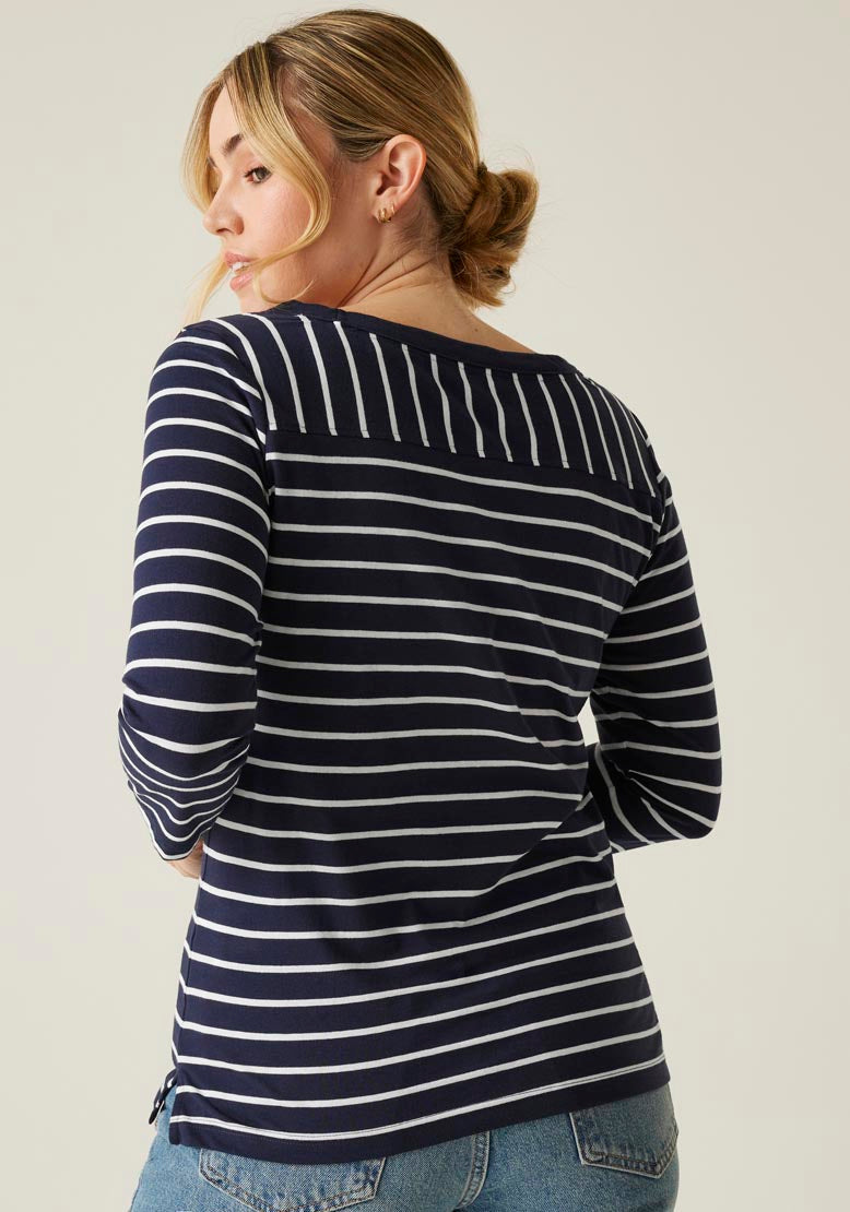 Regatta Bayletta 3/4 Tee - Navy White Stripe 2 Shaws Department Stores