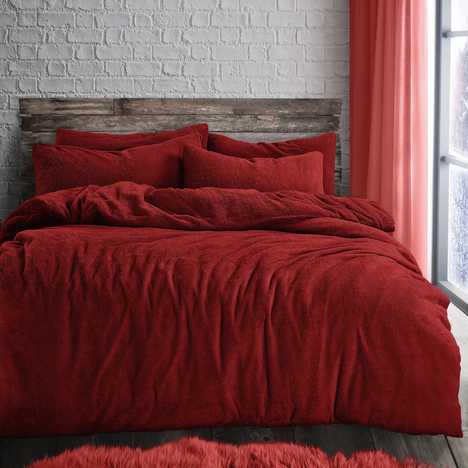 The Home Collection Teddy Duvet Set Red 1 Shaws Department Stores