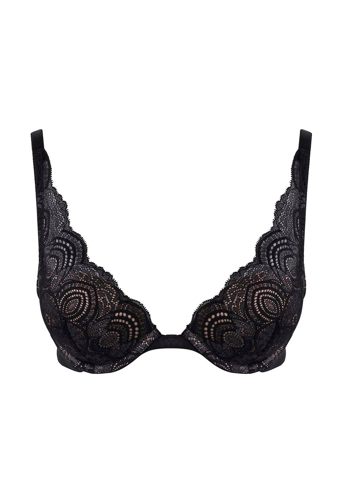 Wonderbra Refined Glamour Cleavage Triangle Under Wire Padded Bra - Black 1 Shaws Department Stores