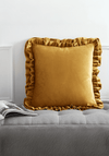 Reagan Soft Touch Matt Velvet Double Frill Cushion - Yellow