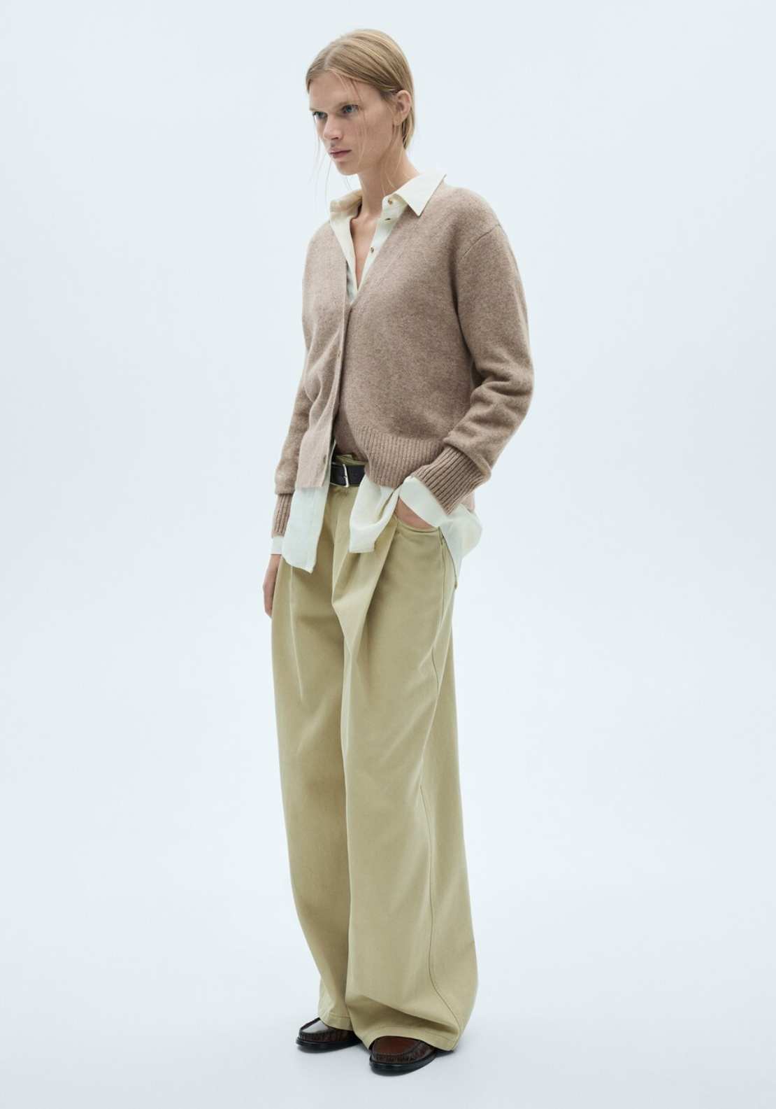Mango Button knit cardigan - Medium Brown 1 Shaws Department Stores