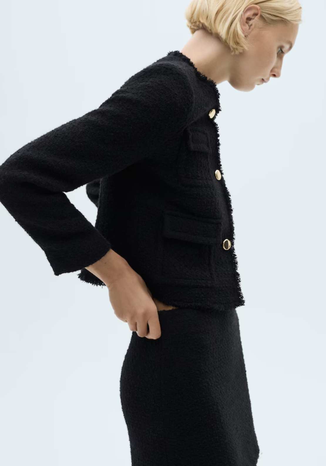 Mango Short tweed skirt - Black 2 Shaws Department Stores