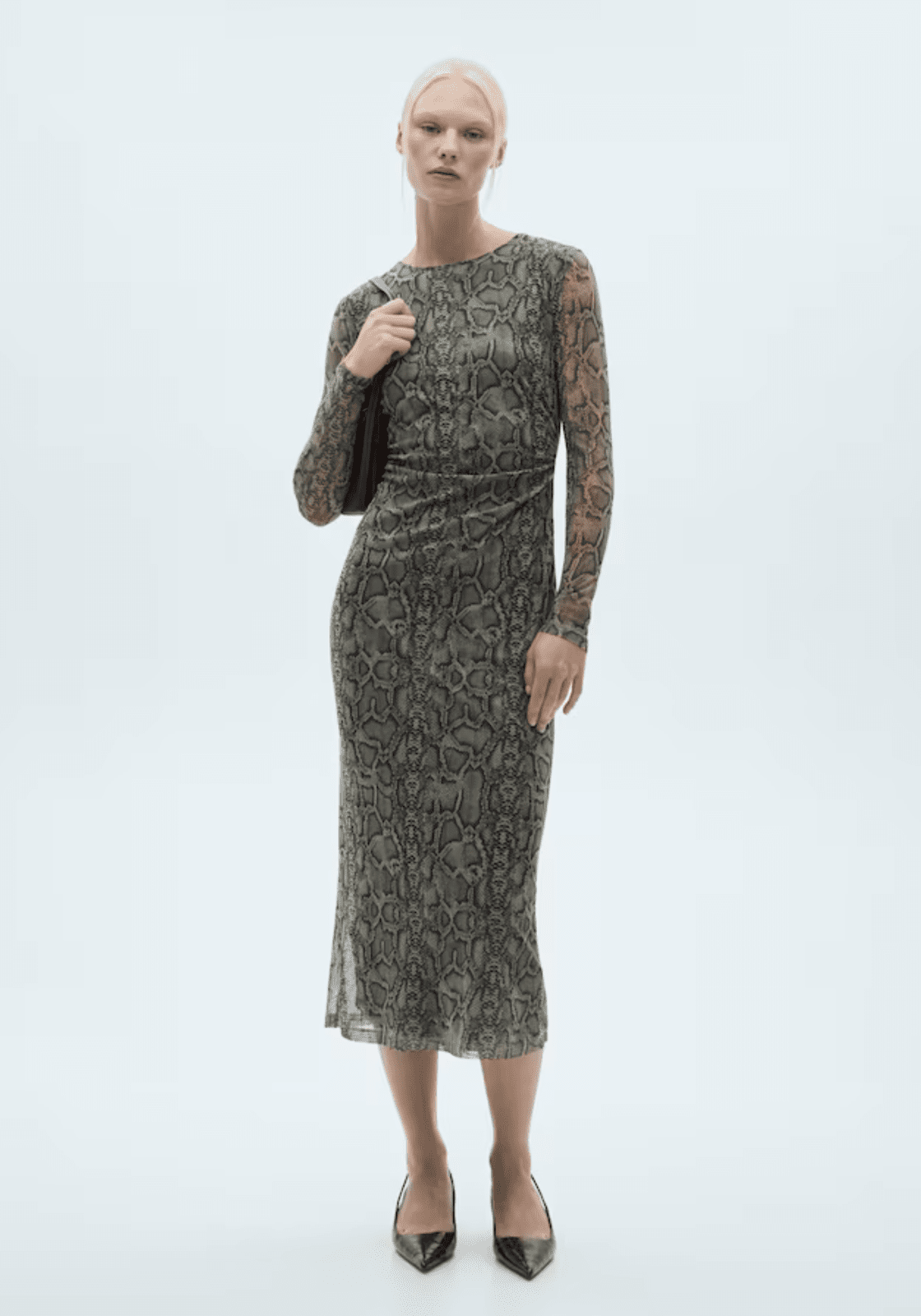 Mango Snake print tulle dress - Gray 1 Shaws Department Stores
