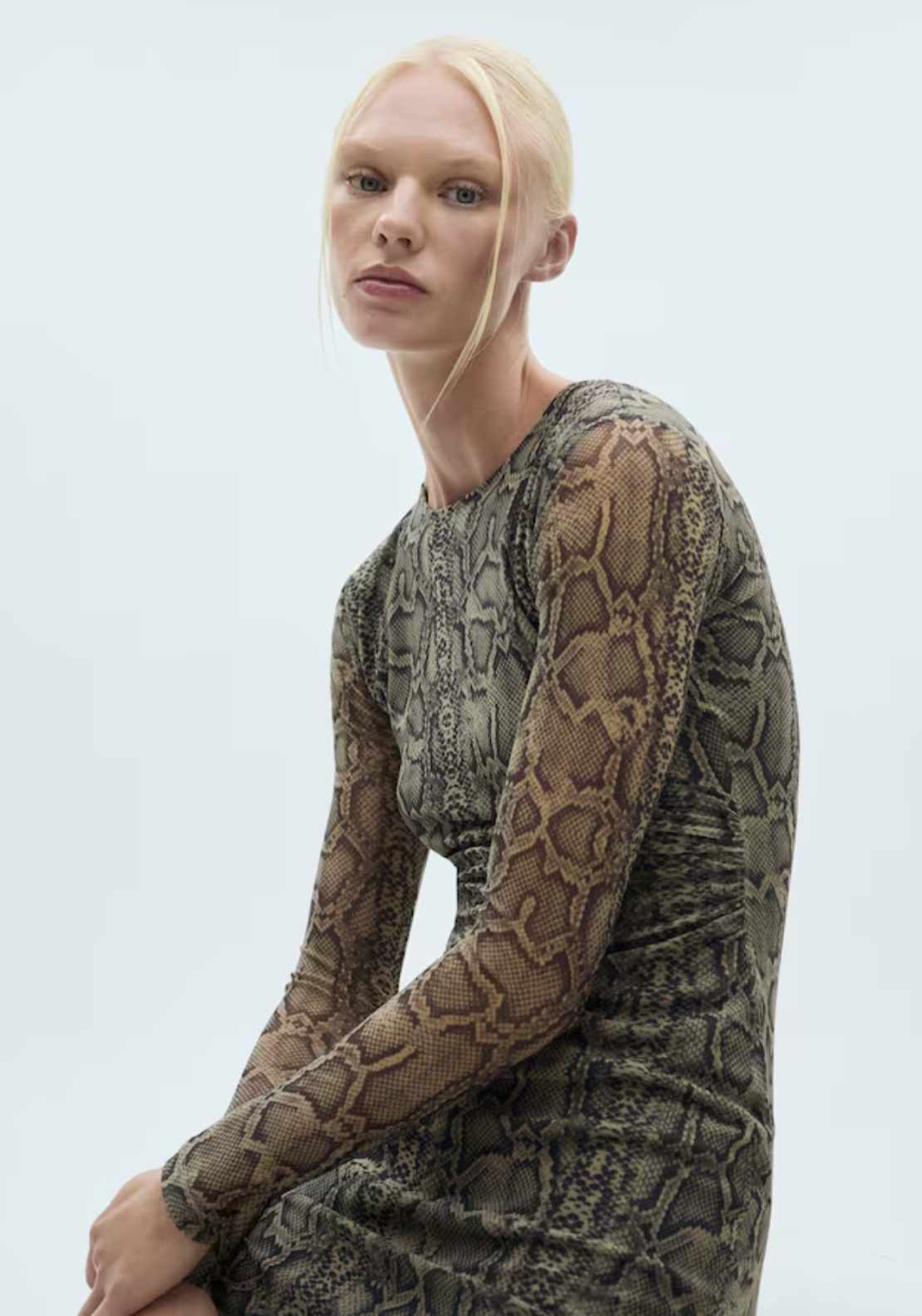 Mango Snake print tulle dress - Gray 3 Shaws Department Stores