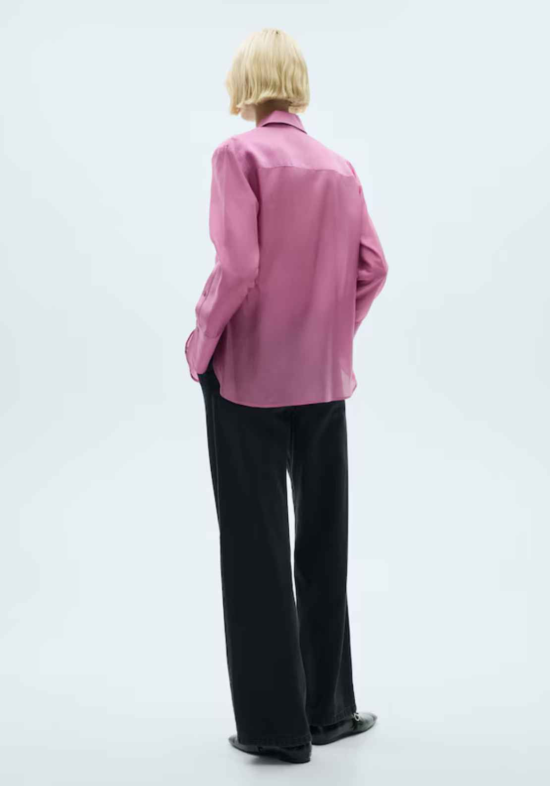 Mango Satin lyocell shirt - Pink 3 Shaws Department Stores