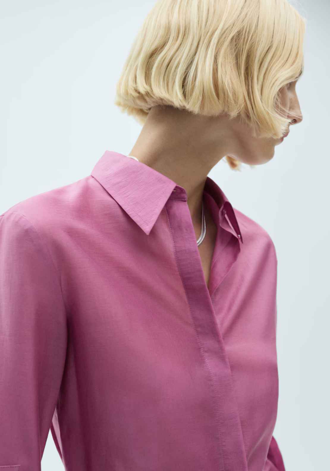 Mango Satin lyocell shirt - Pink 2 Shaws Department Stores